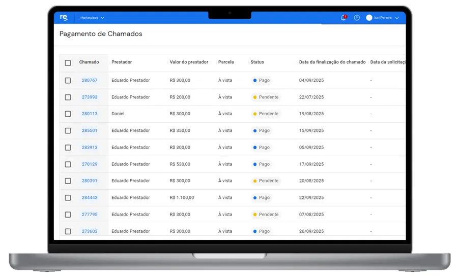Refera maintenance-request system on a laptop